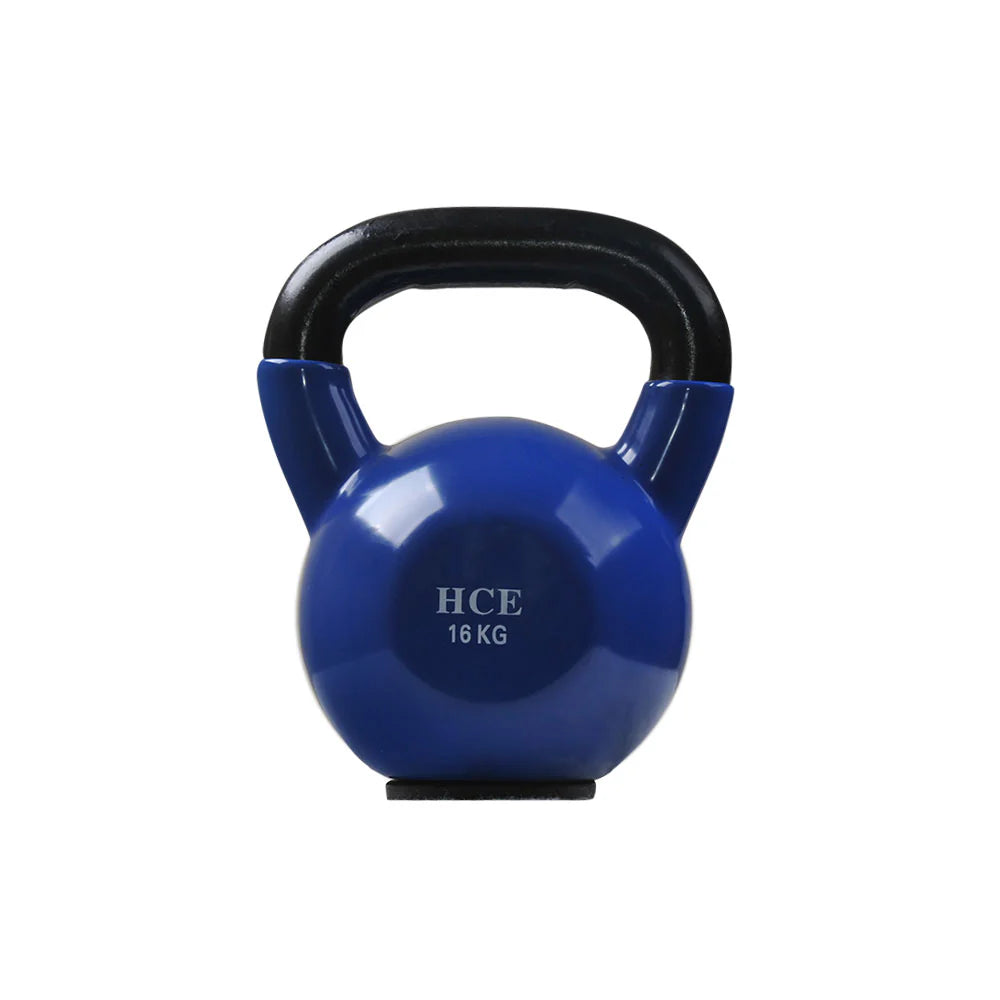 Vinyl 16kg Steel Handle Kettlebell with deep blue Colour