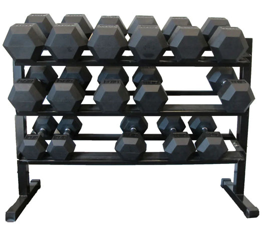 Ultimate 1–50kg Rubber Hex Dumbbell Package with 2 Storage Racks