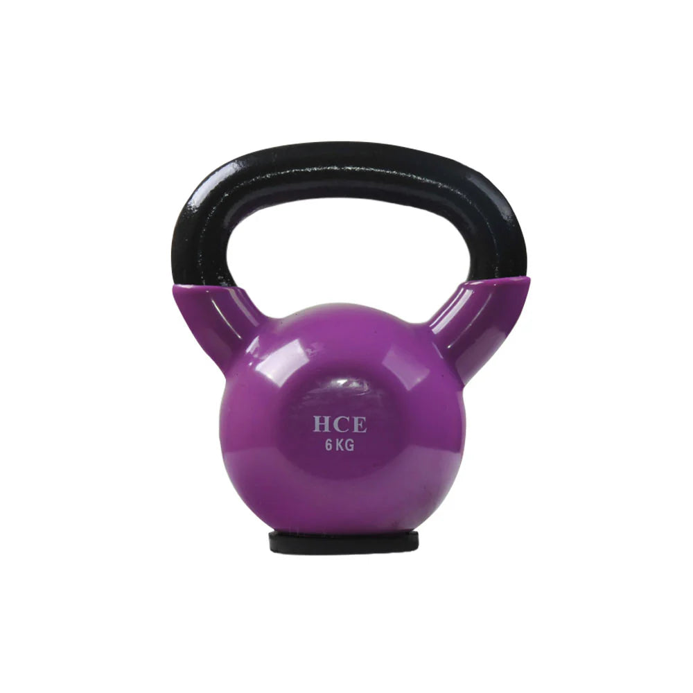 Vinyl 6kg Steel Handle Kettlebell with purple Colour