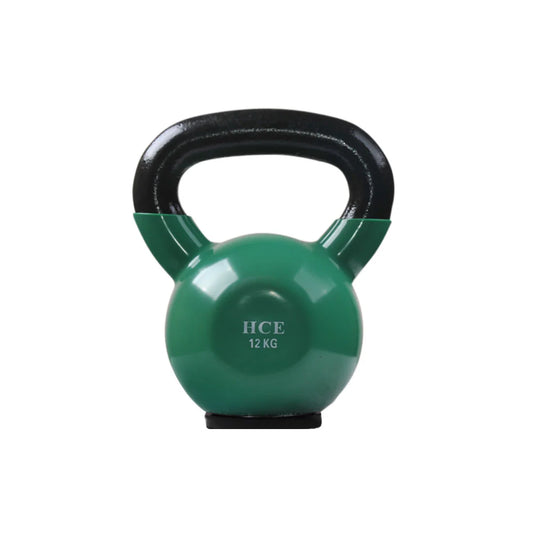 Vinyl 12kg Steel Handle Kettlebell with Green Colour