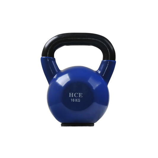 Vinyl 16kg Steel Handle Kettlebell with deep blue Colour
