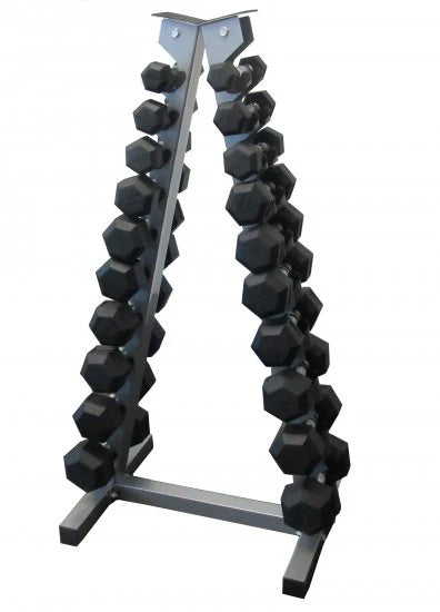 1-10kg Rubber Hex Dumbbell Set With Triangle Rack