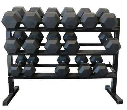 Ultimate 1–50kg Rubber Hex Dumbbell Package with 2 Storage Racks