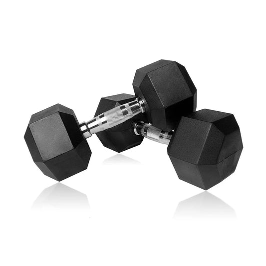 Pair of 7.5KG rubber hex dumbbells